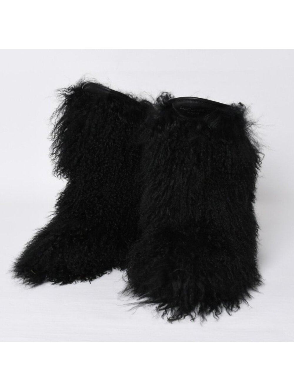 Saint Laurent Fur Boots Black Furry Mongolian Lamb Ankle